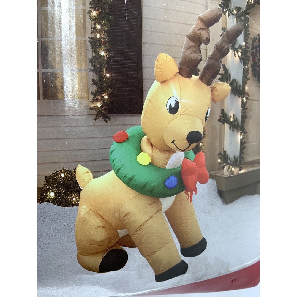 Vintage Winter Wonder Inflatable Animated Reindeer 6 Feet Holiday Decor